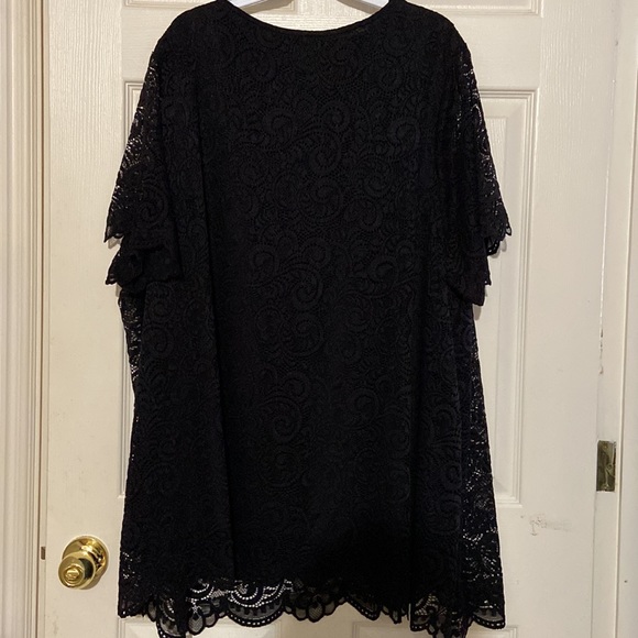 Jessica London Plus Size Lace Over Polyester Knit Top Size 30/32 - Picture 2 of 7